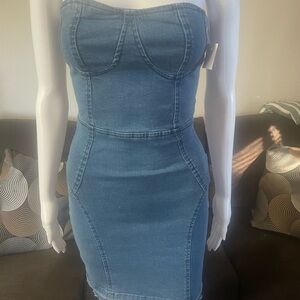 Parisian Works Blue Strapless Dress